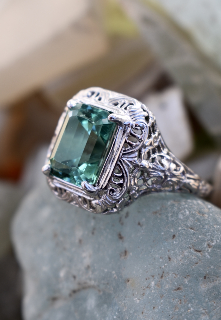 Edwardian Platinum & Teal Tourmaline Ring | Exquisite Jewelry for Every  Occasion | FWCJ