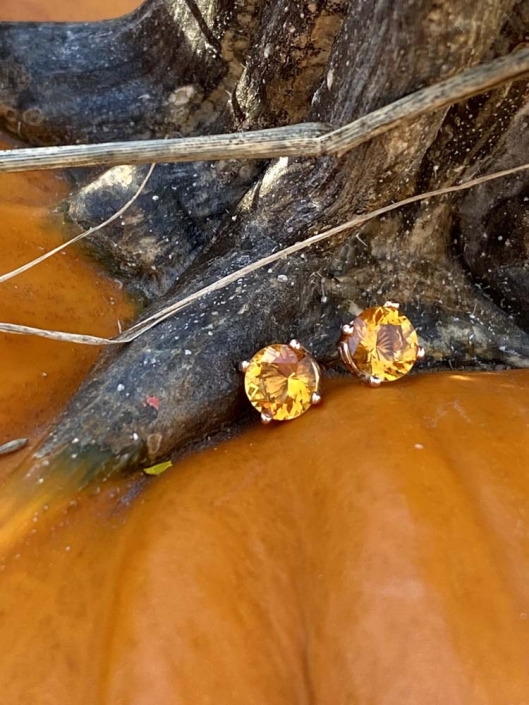 14K Rose Gold, 6mm Citrine Stud Earrings $480-