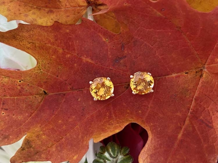 14K Rose Gold, 6mm Citrine Stud Earrings $480-