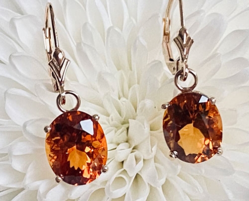 14K Yellow Gold Citrine Drop Dangle Earring Pair