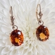 14K Yellow Gold Citrine Drop Dangle Earring Pair