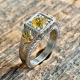 Estate Hand Wrought Platinum Yellow Gold Sapphire Ring