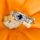 Estate Hand Wrought Platinum Yellow Gold Sapphire Ring