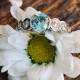 14K White Gold Blue Zircon ring with Diamonds